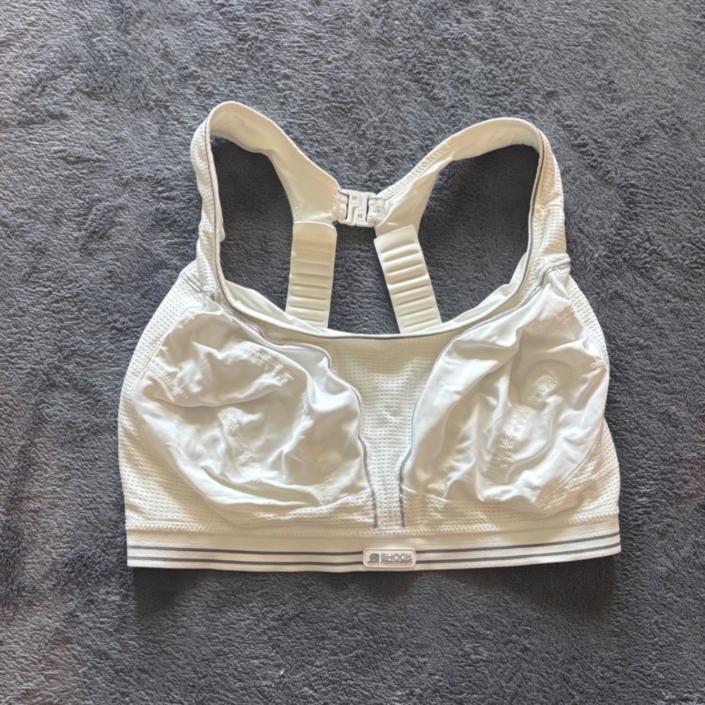 Shock Absorber Ultimate Run Bra White Grey High Impact Sports Bra B5044 38E US